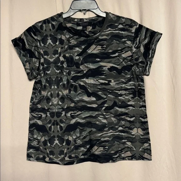 All Saints Oniyuri Anna T-Shirt, Size 8, Color Forest Camo Green/black - Picture 4 of 9